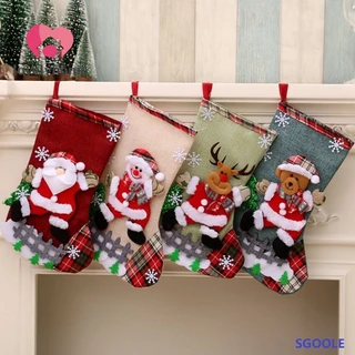 Meia do linho do grande tamanho para a decoração do Natal/festa/lareira do feriado