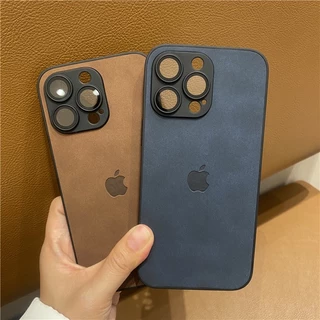 Capa De Couro De Luxo Anti-Queda De Camurça Compatível Com O iPhone 15 14 13 11 12 Pro Max Protetor De Lente De Câmera