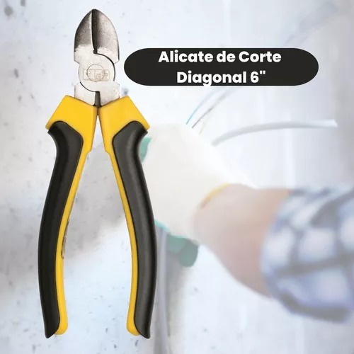 Alicate de Corte 6" Polegadas Diagonal Profissional com Mola Cabo Isolado Emborrachado