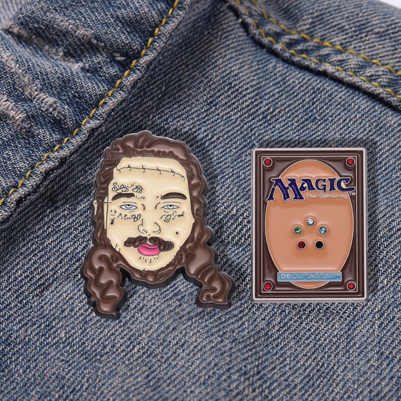 Cantor Americano Post Malone Cartoon Badge Hip-hop Rock Music Metal Pin Magic : O Encontro De Esmalte Brochura Jóias De Presente Para Amigos
