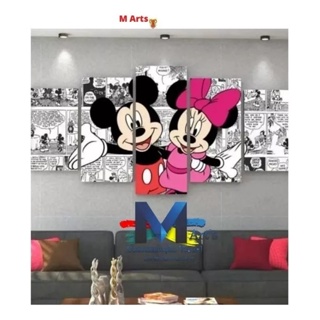 Quadro De Decoração Mickey E Minnie Lindo 5 Peças