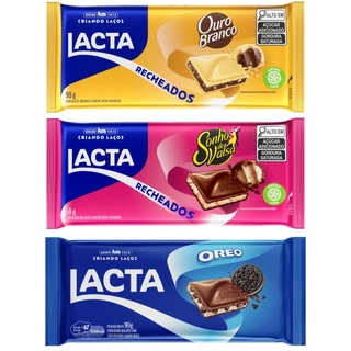 Barra Sonho de Valsa Recheada Ouro Branco Oreo Chocolate Recheado Lacta 98g