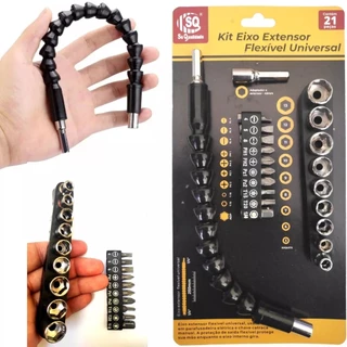 Kit Extensor Prolongador Flexível Parafusadeira Universal 250mm Bits Soquetes