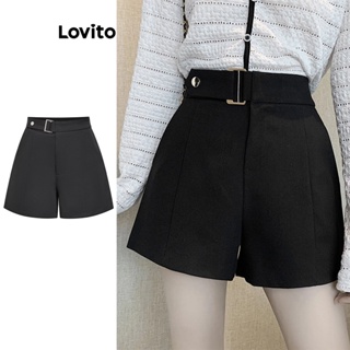 Lovito Shorts Casuais De Bolso Liso Para Mulheres L73AD041