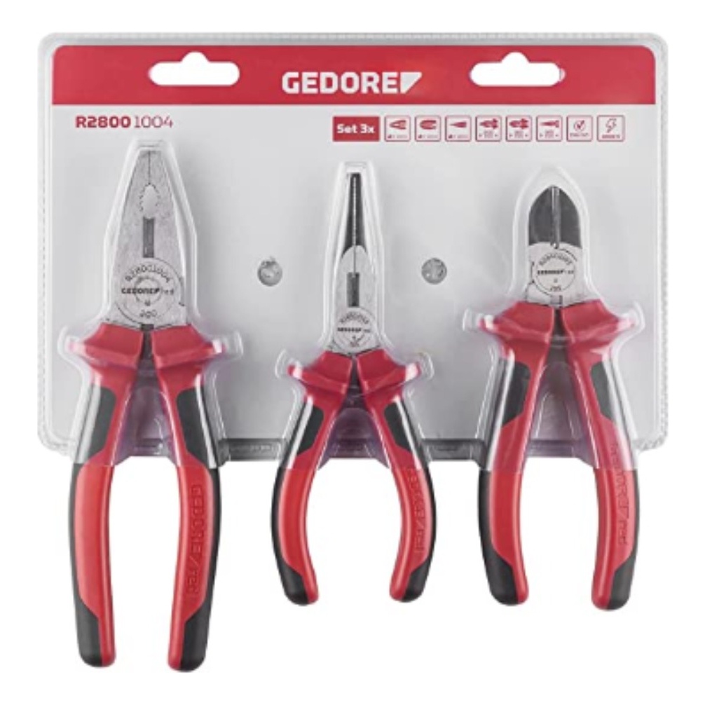 Jogo De Alicate Com 3 Pçs Profissional - Gedore Red