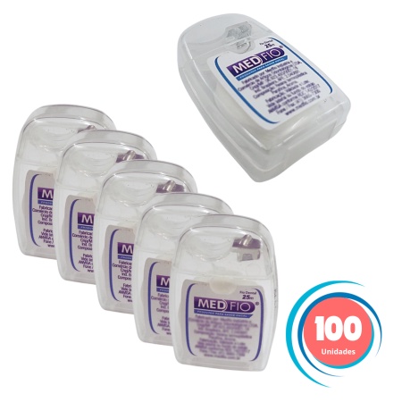 Fio Dental 25 m com 100 Unidades Medfio Brinde Odontológico Atacado Revenda