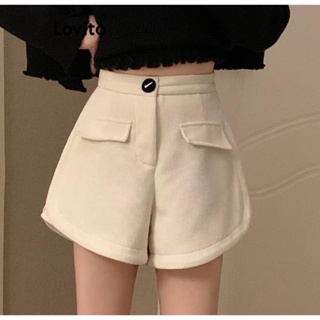 Lovito Shorts Casuais Simples Com Botão De Bolso Falso Para Mulheres LNE42043