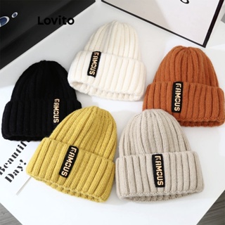 Lovito Chapéus De Malha Versáteis Da Versão Coreana Casual Simples Remendada Para Mulheres LFA11175