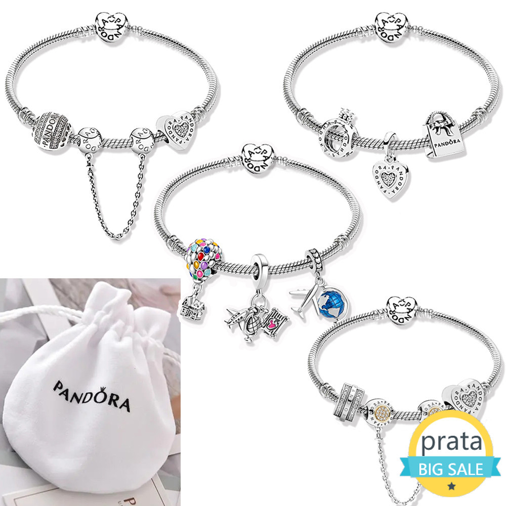 Pandor / A Pan Momentos Pulseira Bracelete Prata 925 Com Berloques Pingente Charme Bangle Bracelet Incluído Saco De Veludo