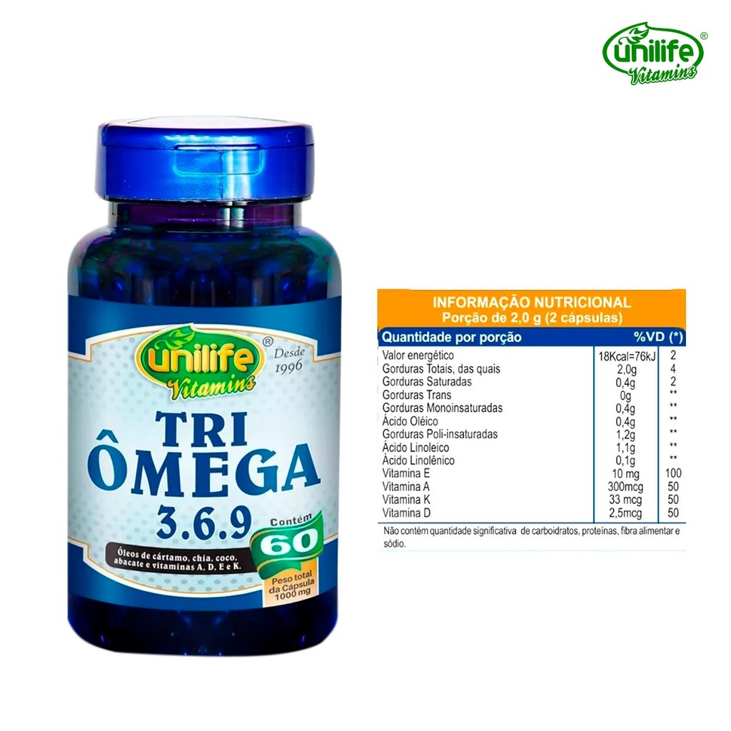 Kit 10 Ômega 3 1000 Mg Tri Ômega 3.6.9 Unilife 60 Cápsulas | Shopee Brasil