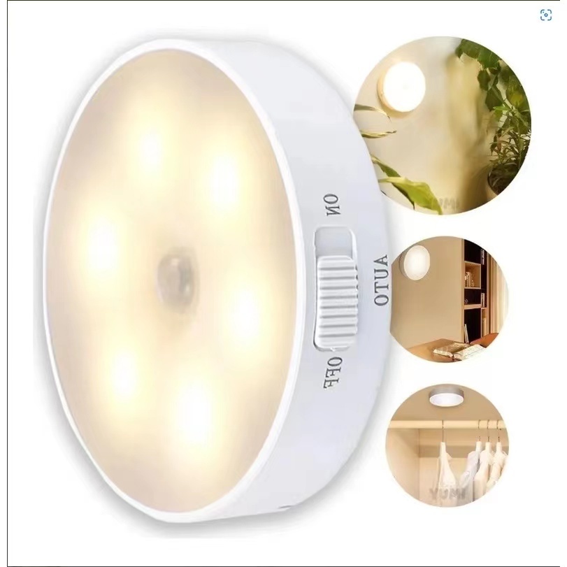 Luz lâmpada com sensor de Presença Luminárias Led Sem fio recarregável casa quarto escada guarda roupa banheiro