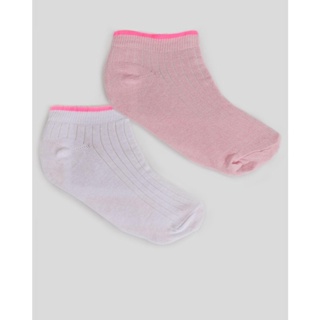 Kit Meia Feminina Cano Baixo 2 Pares Branco Rosa