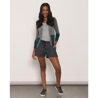 Short Feminino Sarja Barra Dobrada Preto