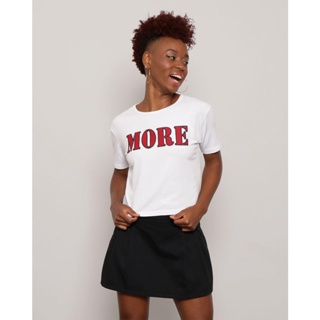 Blusa Feminina Manga Curta com Bordado Branca