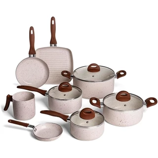Jogo Panela 8pçs Ceramic Life Smart Plus Vanilla 4791 Brinox