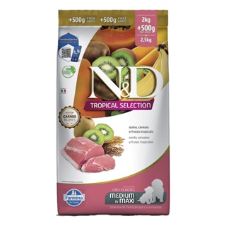 Ração N&D Tropical Selection Para Cães Puppy Medium/Maxi Suino Leve 2,5kg e Pague 2kg