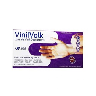 Luva De Vinil Volk Com Amido c/100un Tam. G