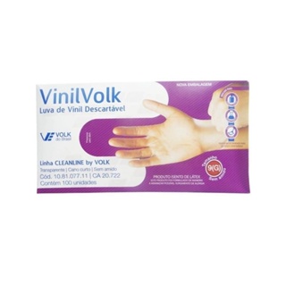 Luva De Vinil Volk Sem Amido c/100un Tam. G