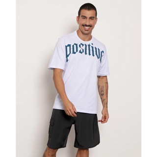 Camiseta Masculina Manga Curta Estampa Branca