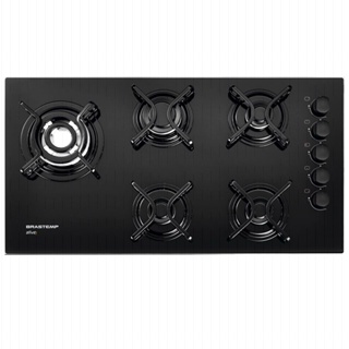 Cooktop com 5 Bocas Mega Chama Mesa em Vidro BDD85AE Brastemp