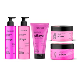 Labotrat Kit 5un Corpo e Rosto - Sabonete + Hidratante + Esfoliante 150g + Esfoliante 300g + Sais Banho 280g - Pitaya