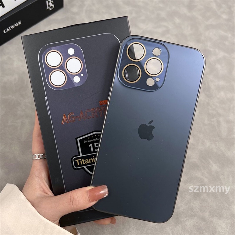 Com Embalagem Deluxe Titanium Plated Gold Matte Capa Para Telefone IPhone 15 13 14 12 Pro Max Tudo Incluído Lente De Vidro Cristal PC Traseira Dura À Prova De Queda
