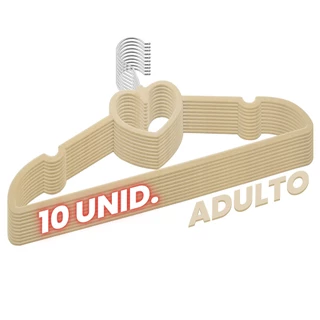 Kit 10 Cabides Veludo Bege Antideslizantes Formato Coração