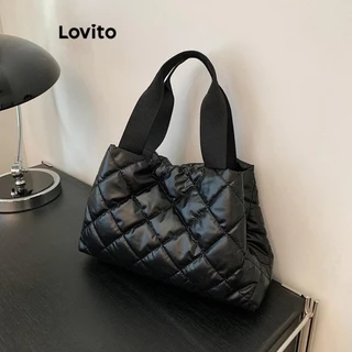 Lovito Bolsa de Mão com Estampa de Roupas de Algodão Argyle Casual para Mulheres LFA08616 (Multi-Cor/Verde/Prateado/Preto)