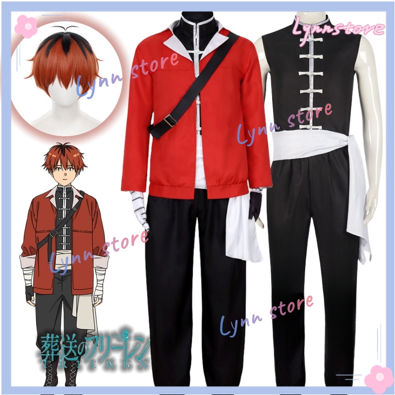 STARK Cosplay Costume & Wig Anime FRIEREN Na FUNERAL Uniformes Casaco Vermelho Para Homens Party Jogo De Papel