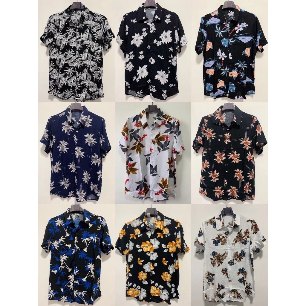 Masculina Floral Camisa Havaiana Praia Verão Manga Curta Viscose