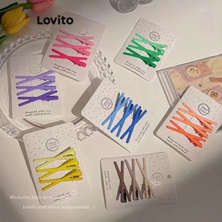 Lovito Conjunto Casual Liso Geométrico De 3 Peças Grampos De Cabelo Para Mulheres LFA11131
