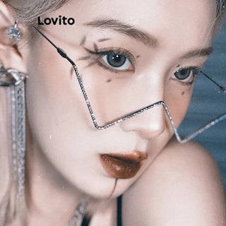 Lovito Óculos De Sol Sem Lentes De Metal Liso Casual Decoram Óculos De Sol De Personalidade Para Mulheres LCS05177