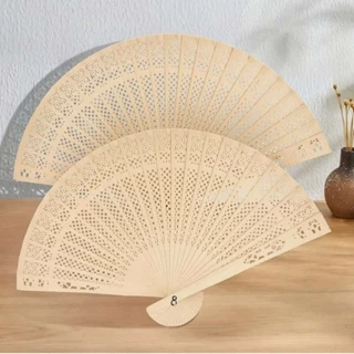 Kit 2/10 peças Leque de madeira leve e elegante para casamento e lembrança em Oferta na Shopee