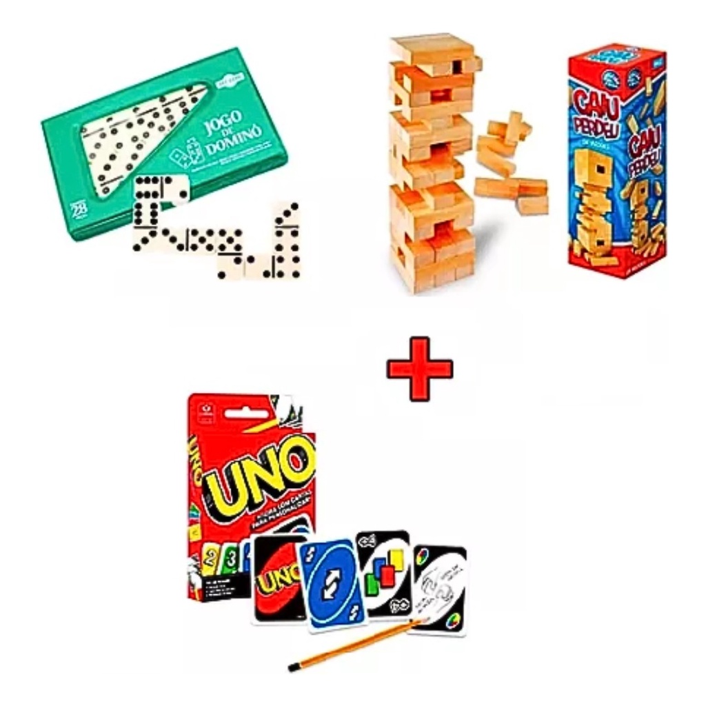 Kit Jogos Em Família Uno Copag /jogo Do Mico/dominó/baralho