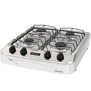 Fogão de Mesa Esmaltec | 4 Bocas Laguna, Mesa de Inox, Branco