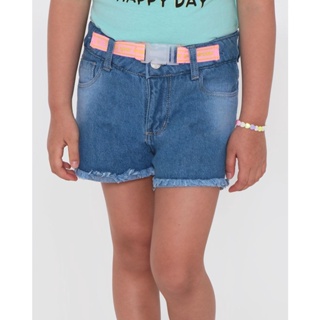 Short Jeans Infantil Cinto Azul