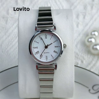 Lovito Relógio Digital de Quartzo com Textura Simples para Mulheres LNA13089 (Prata)

