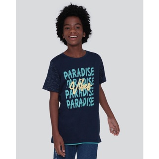 Camiseta Juvenil Estampa Paradise Marinho
