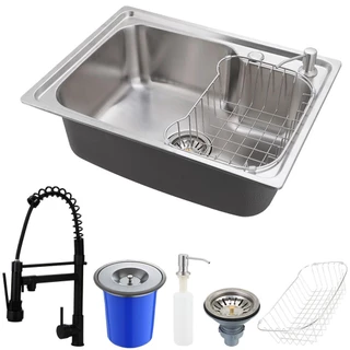 Cuba para cozinha pia com acessórios e lixeira Matis e Torneira monocomando gourmet Munim Preto Pingoo em Oferta na Shopee