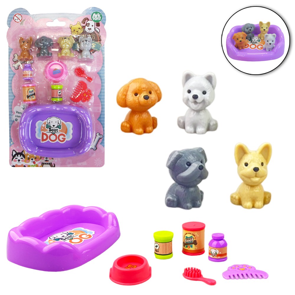 KIT BRINQUEDO PET CACHORRINHOS EM MINIATURA + ACESSÓRIOS | Shopee Brasil