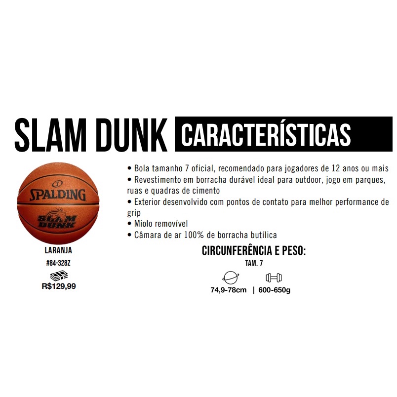 Bola Basquete Spalding Slam Dunk Tamanho 7