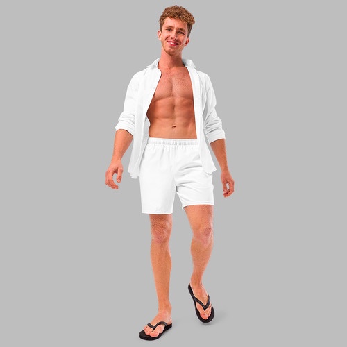 Short Branco Ano Novo Masculino Praia Festa Reveillon Liso