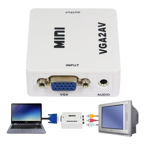 Adaptador Conversor Áudio Vídeo Entrada Vga Para Saída Av Rca