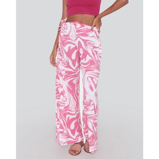 Calça Feminina Pantalona Estampa Psicodélica Rosa