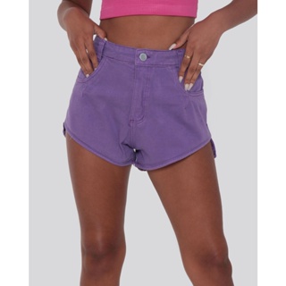 Short Sarja Feminino Cintura Alta Lilás Médio
