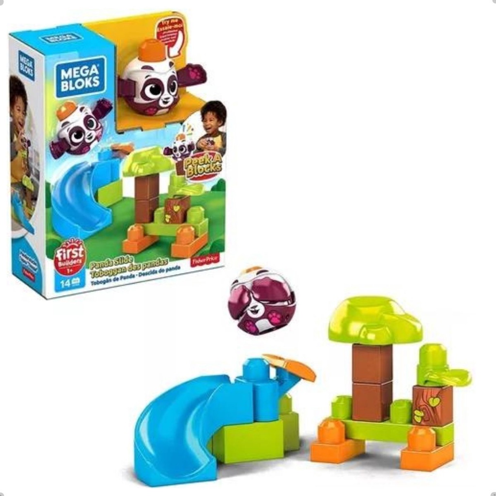 Blocos Montar Mega Bloks Peek-a-Boo Tobogan Pinguim 14Peças 