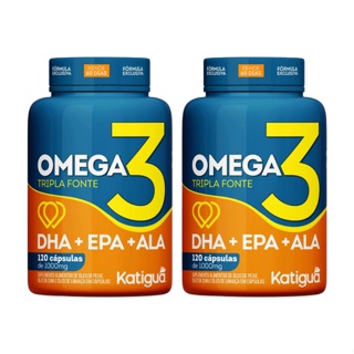 Ômega 3 Tripla Forte DHA + EPA + ALA Katigua Suplemento Alimentar C/120 Cápsulas - Kit C/2