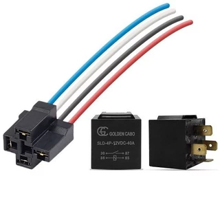 Rele Auxiliar 4 Pinos 40a 12v Automotivo + Chicote