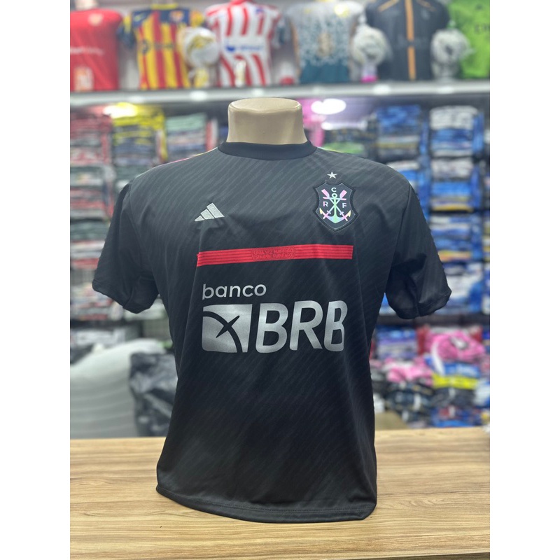 Camisa Camiseta 2023/2024 de Time Futebol Flamengo Preta Remo!! Garanta ...