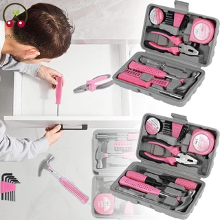 13/24 Pçs Kit De Ferramentas De Reparo Doméstico Multiuso Rosa Casa Conjunto Manuais Com Caso De Armazenamento SHOPTKC8518